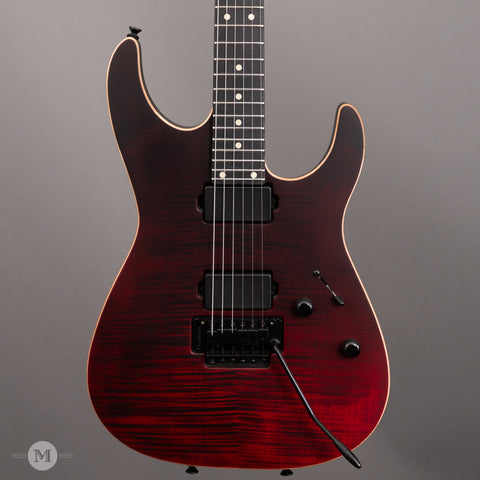 Tom Anderson Electric Guitars - Angel - Satin Cajun Red Reverse Surf with binding - Front Close