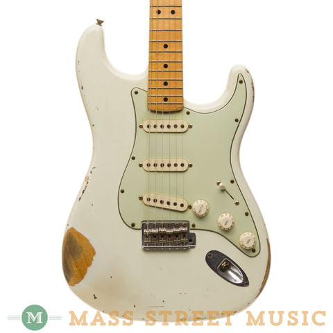 Fender Electric Guitars - 2007 Vintage Relic Stratocaster Olympic White Used - Front Close