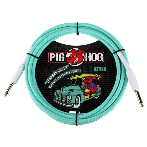 Pig Hog Cables - 10' Instrument Cable - Woven Seafoam Green