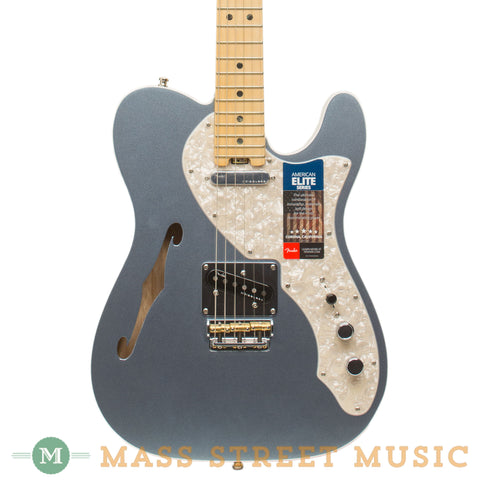 Fender - American Elite Telecaster Thinline - Mystic Ice Blue - Front Close
