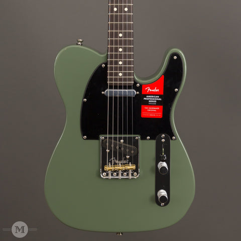 Fender Electric Guitars - American Professional Telecaster Solid Rosewood Neck Limited Edition - Antique Olive - Front Close