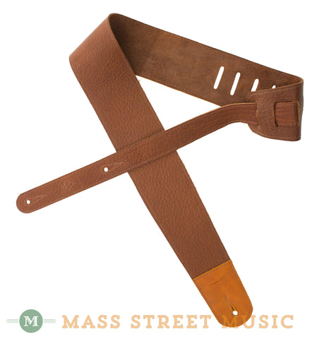 Leather Aces Guitar Strap, Chestnut - folded front