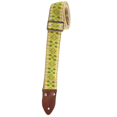 Henry Heller Vintage Deluxe Jacquard 2" Strap - Lime/Kaki Crop Circles