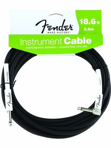 Fender 18.6' Black Right Angle Instrument Cable
