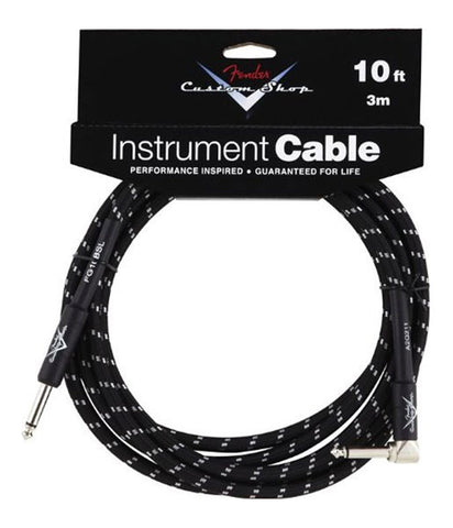Fender 10' Right Angle Black Tweed Instrument Cable