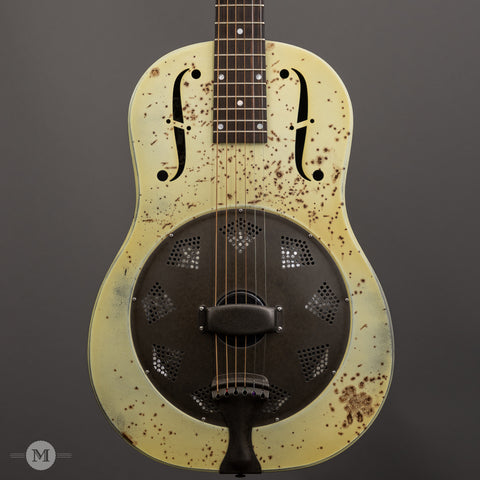 National Resophonic Guitars - 2018 NRP Resonator - Chipped Ivory - Used - Front Close 