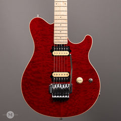 Ernie Ball Music Man - 30th Anniversary Axis - Translucent Red Quilt Top/Black Red Sparkle Back - 1 of 100 - Front Close 
