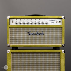 Two-Rock Amplifiers - TS1 100/50 Watt Head w/ Matching 2x12 Cab- Silver Anodize - Loden Suede - Vintage Beige Cloth - Front Close 
