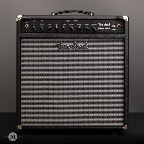 Two-Rock Amplifiers - Vintage Deluxe 40 Watt 1x12 Combo - Black Chassis - Black Bronco w/Vintage Silver Cloth - Front Close
