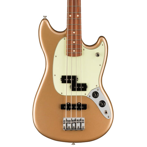 Fender Bass Guitars - Player Mustang Bass PJ - Pau Ferro Fingerboard - Firemist Gold - Front small