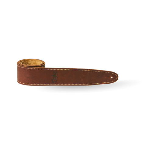 Taylor Strap - Leather/Embroidered Suede - 2.5" - Medium Brown