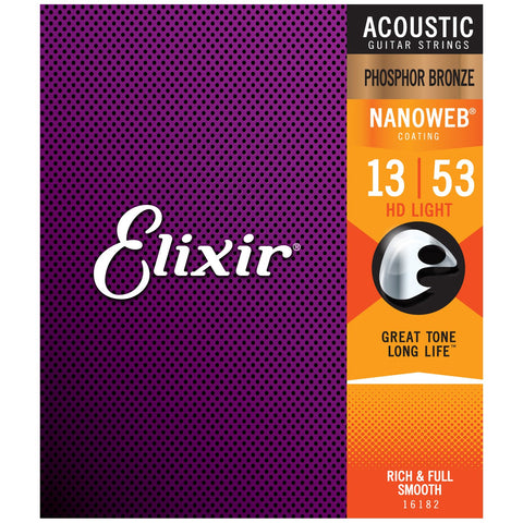 Elixir Acoustic Guitar Strings Nanoweb Phosphor Bronze HD Light