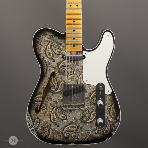 Fender Guitars - 2020 Custom Shop LTD Double Esquire Thinline Custom - Relic Aged Black Paisley - Used - Front Close