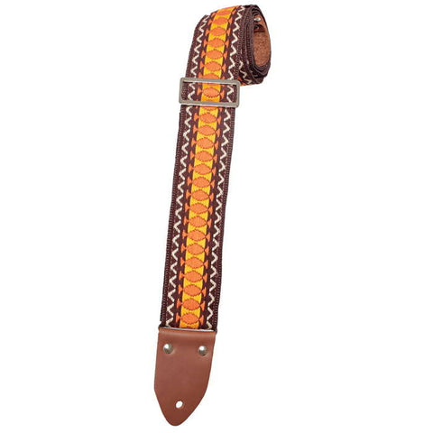 Henry Heller Straps - Vintage Deluxe 2" Jacquard - Brown/Orange Two Tail Fish