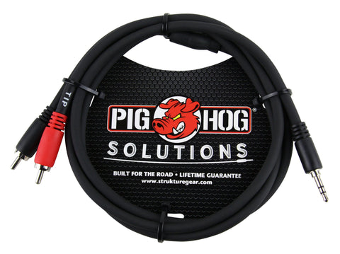 Pig Hog Cables - 3.5mm to Dual RCA Adapter - 3ft