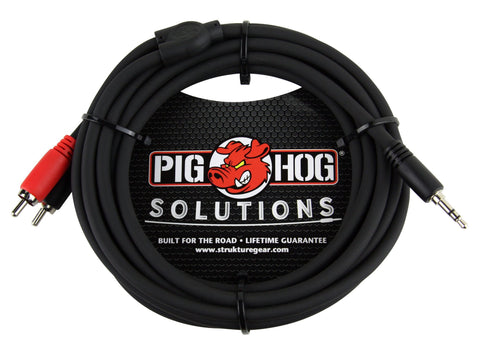 Pig Hog Cables - 3.5mm to Dual RCA Adapter - 10ft
