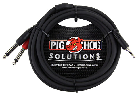 Pig Hog Cables - 3.5mm to Dual 1/4" Adapter - 10ft