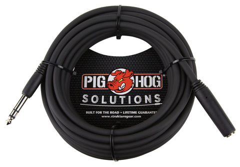 Pig Hog Cables - 1/4" TRS(M) to 1/4" TRS(F) Headphone Extension Cable - 25ft