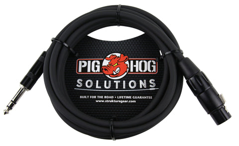 Pig Hog Cables - 1/4" TRSM to XLRF Balanced Adapter - 10ft
