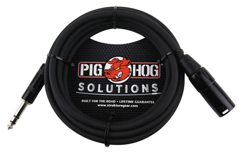 Pig Hog Cables - 1/4" TRSM to XLRM Balanced Adapter - 10ft