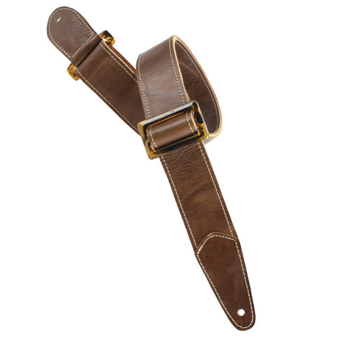 Henry Heller Straps - 2" Peruvian Leather Strap with a Metal Tr-Glide Adjustable and Sewn Leather End Vintage Brown