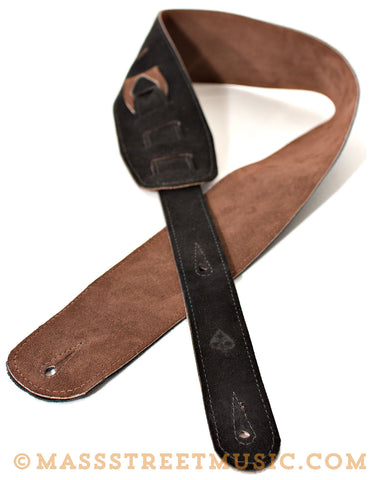 Leather Aces Suede Guitar Strap Black/Chocolate