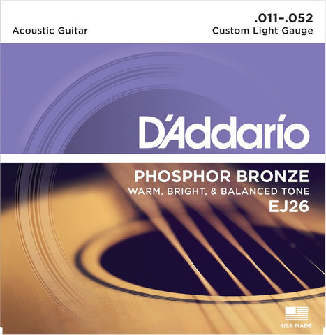 D'addario EJ26 Phosphor Bronze Custom Light Gauge Acoustic Strings