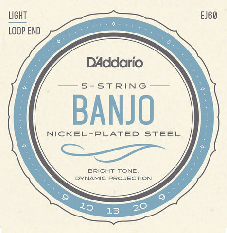 D'Addario EJ60 Nickel Wound 5-String Light Gauge Banjo Strings