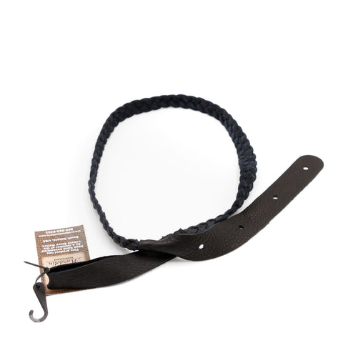 Lakota Leathers - Flat Braid Elk Mandolin Strap - BLACK