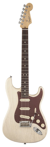 Fender American Strat Rustic Ash in White - front