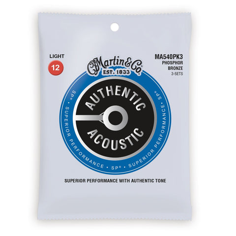 Martin Acoustic Strings - Authentic 3 Pack Phos Light MA540PK3