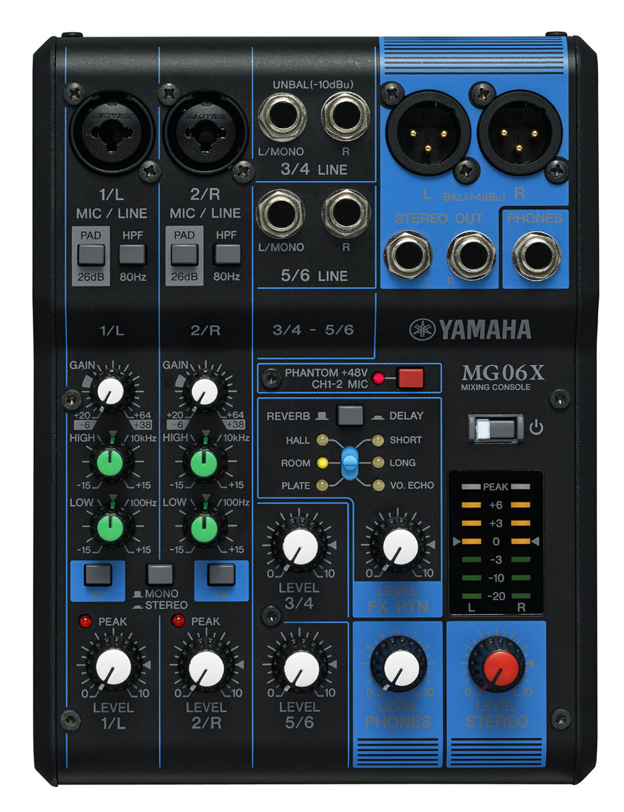 Yamaha - MG06X Six Channel Mixer with Reverb and Delay Effects