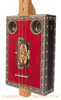 Kelly's Red American Cigar Box Guitar - angle