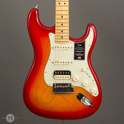 Fender Guitars - American Ultra HSS Stratocaster - Plasma Red Burst - Front Close