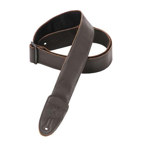 Levy's Leathers - 2" Garment Leather Guitar Strap Poly Backing - Dark Brown