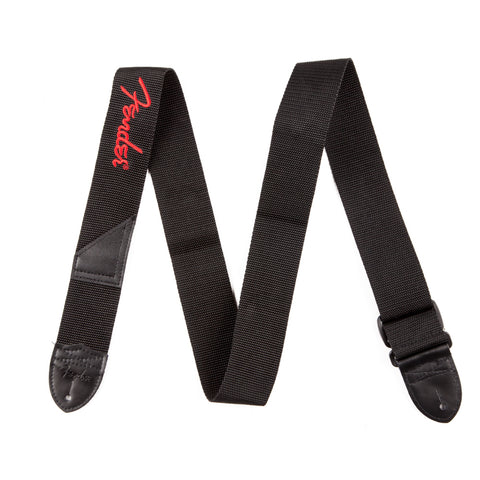 Fender Guitar Strap - Black Poly w/ Red Fender